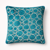 Machine-Crafted T Green Cushion Cover – 12"x12" | Circular Embroidered Design | Premium Poly Channel Fabric