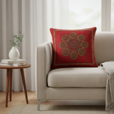 Handcrafted Maroon Cushion Cover – 16"x16" | Classic Mandala Embroidery | No Tassels | Premium Poly Cotton