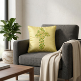 Hand Crafted Cushion Cover – Green | 12"x12" | Poly Cotton | Embroidered Floral Design