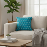 Handcrafted Turquoise Cushion Cover – 16"x16", Premium Poly Cotton