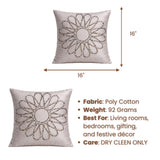 Hand Crafted Cushion Cover – Cream | 16"x16" | Poly Cotton Fabric | Floral Design