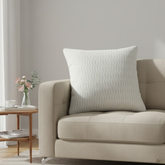 Fabric-Crafted White Cushion Cover – 24"x24", Wave Texture in Premium Poly Cotton