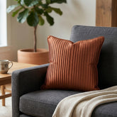 Fabric Crafted Cushion Cover – Melon | 12"x12" | Poly Cotton Foam Fabric | Elegant Ribbed Texture Design