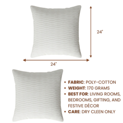 Fabric-Crafted White Cushion Cover – 24"x24", Wave Texture in Premium Poly Cotton