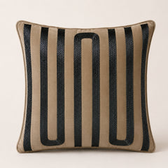 Handcrafted Cushion Cover – Green | 16"x16" | Modern Striped Decorative Cushion Cover