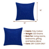 Handcrafted Blue Beaded Cushion Cover – 16"x16" | Premium Poly Cotton | Elegant Handcrafted Design