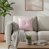 Fabric Crafted Pink Cushion Cover – 16"x16" | Premium Poly Cotton