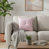 Fabric Crafted Pink Cushion Cover – 16"x16" | Premium Poly Cotton