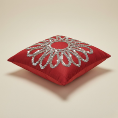 Handcrafted Maroon Cushion Cover – 12"x12", Premium Poly Cotto