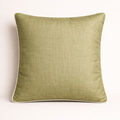Fabric Crafted Cushion Cover – Green | 16"x16" | Poly Cotton | Elegant Stitched Geometric Design