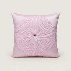 Fabric Crafted Pink Cushion Cover – 16"x16" | Premium Poly Cotton