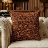 Handcrafted Cushion Cover – Brown | 16"x16" | Poly Cotton Wood Fabric | Premium Beaded Texture Design