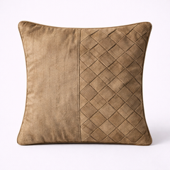 Fabric-Crafted Beige Cushion Cover – 12"x12" | Premium Poly Cotton | Elegant Dual Panel Design