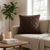 Hand Crafted Cushion Cover – Clay | 16"x16" | Poly Cotton | Classic Button Tufted Design