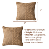 Fabric-Crafted Beige Cushion Cover – 12"x12" | Premium Poly Cotton | Elegant Dual Panel Design