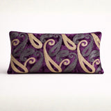 Machine Crafted Bolster Cover – Purple | 20"x8" | Poly Chenille Fabric | Embroidered Abstract Design