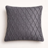 Fabric Crafted Cushion Cover – Black | 16"x16" | Poly Cotton Fabric | Elegant Embossed Wavy Pattern Design