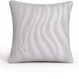 Grey Textured Decorative Cushion Cover | 16"x16" Modern Wave Pattern Cushion Cover