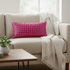 Handcrafted Pink Bolster Cover – 19"x8" | Premium Poly Cotton