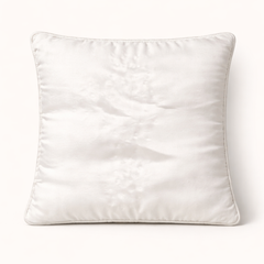 Hand Crafted Cushion Cover – White | 12"x12" | Poly Cotton | Embroidered Floral Design
