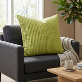 Fabric Crafted Cushion Cover – Parrot Green | 16"x16" | Poly Cotton Foam Fabric | Elegant Ribbed Texture Desig