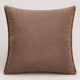 Handcrafted Cushion Cover – Brown | 16"x16" | Poly Cotton Wood Fabric | Premium Beaded Texture Design