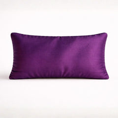 Machine Crafted Bolster Cover – Purple | 20"x8" | Poly Chenille Fabric | Embroidered Abstract Design