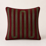 Handcrafted Cushion Cover – Maroon | 12"x12" | Modern Striped Decorative Cushion Cover
