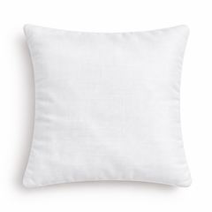 Hand Crafted Cushion Cover – White | 12"x12" | Matty Poly Cotton | Stone Logo Design