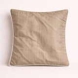Fabric Crafted Cushion Cover – Camel | 16"x16" | Poly Cotton | Elegant Stitched Geometric Design
