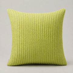 Fabric Crafted Cushion Cover – Parrot Green | 16"x16" | Poly Cotton Foam Fabric | Elegant Ribbed Texture Desig