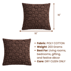 Hand Crafted Cushion Cover – Clay | 16"x16" | Poly Cotton | Classic Button Tufted Design