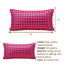 Handcrafted Pink Bolster Cover – 19"x8" | Premium Poly Cotton