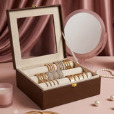 Luxury Bangle Storage Box with Mirror – Velvet Jewellery Organizer (30.48 × 30.48 × 12.70 cm)
