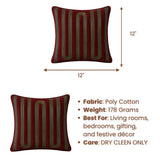 Handcrafted Cushion Cover – Maroon | 12"x12" | Modern Striped Decorative Cushion Cover
