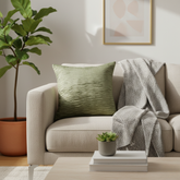 Fabric Crafted Green Cushion Cover – 24"x24" | Premium Poly Cotton