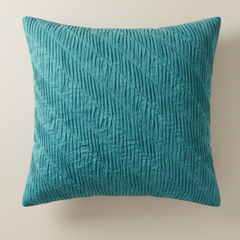 Fabric-Crafted Turquoise Cushion Cover – 24"x24" | Textured Wave Design | Premium Poly Cotton
