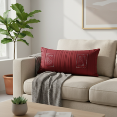 Handcrafted Maroon Bolster Cover – 19"x8" | Premium Poly Cotton
