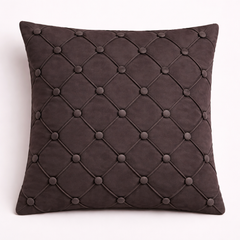Hand Crafted Cushion Cover – Black | 16"x16" | Poly Cotton | Classic Button Tufted Design
