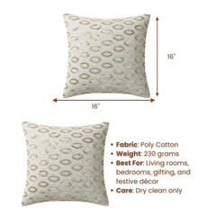 Handcrafted Cream Cushion Cover – 16"x16", Premium Poly Cotton