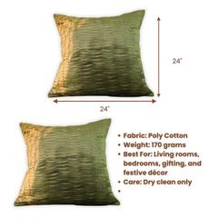 Fabric Crafted Green Cushion Cover – 24"x24" | Premium Poly Cotton