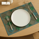 Set of - 5, Handcrafted Laminated Placemat – Turquoise, 12"x18"