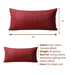 Handcrafted Maroon Bolster Cover – 19"x8" | Premium Poly Cotton