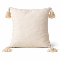 Hand Crafted Cushion Cover – Ivory | 12"x12" | Poly Cotton | Embroidered Medallion Design