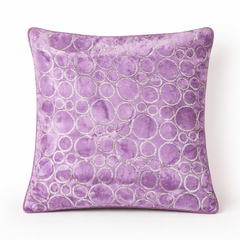 Machine-Crafted Baby Rose Cushion Cover – 16"x16" | Circular Embroidered Design | Premium Poly Channel Fabric