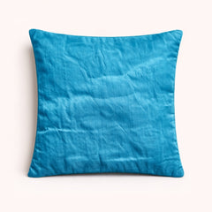 Hand Crafted Cushion Cover – Turquoise | 16"x16" | Poly Cotton | Embroidered Sequin Floral Design