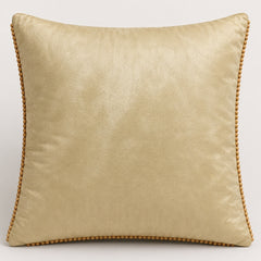 Handcrafted Cushion Cover – Beige | 16"x16" | Poly Cotton Wood Fabric | Premium Beaded Texture Design