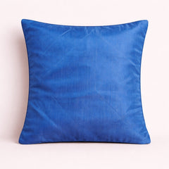 Fabric Crafted Cushion Cover – Blue | 16"x16" | Poly Cotton | Elegant Stitched Geometric Design