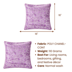 Machine-Crafted Baby Rose Cushion Cover – 16"x16" | Circular Embroidered Design | Premium Poly Channel Fabric