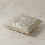 Handcrafted Beige Floral Cushion Cover – 12"x12", Premium Poly Cotton